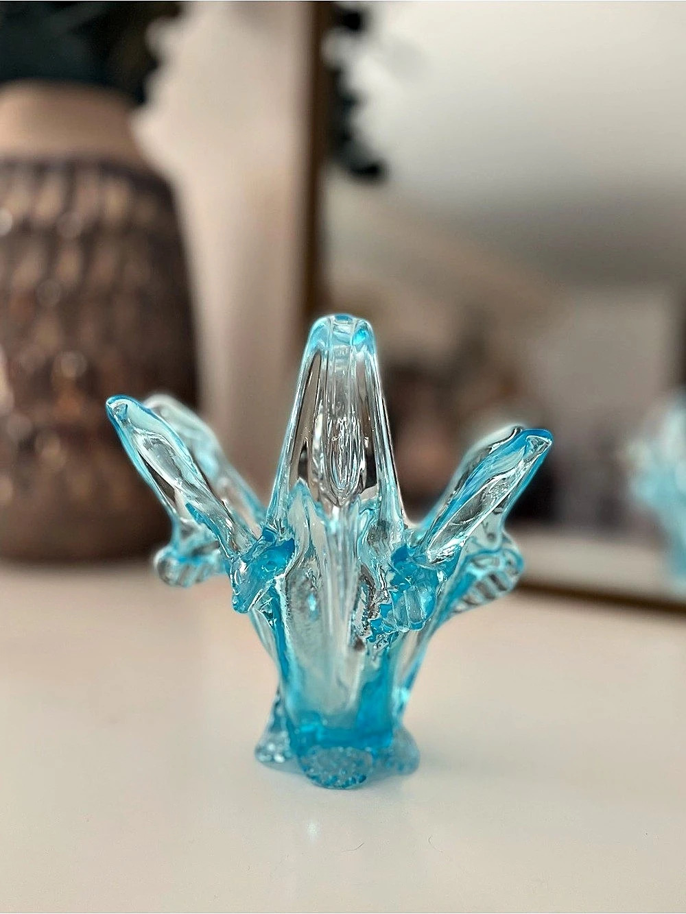 Blue Glass Art Sculpture